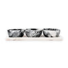 Lucente Black & White Resin Serving Tray & 3 Appetizer Bowls