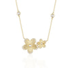 Gold Plated Double Ridged Flower Necklace with CZ Tips and Center