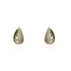 Gold Plated Designer Inspired Tear Drop Earrings With Half Pave & Half Shiny Design