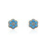 Gold Plated Turquoise Flower Cluster Earring with Halo