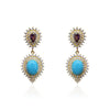 Gold Plated Turquoise and Amethyst CZ Drop Dressy Earrings