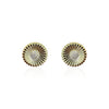 Gold Plated Round Ridged Earring with CZ Stones in Center