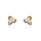 Gold Plated Earrings With 3 Pave Petals & 3 Pearls in Center