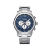 Silver Mens Watch With Blue Face