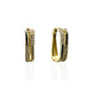 Gold Plated Double Rectangle Hoop Earring with 3 Crossover CZ Rows