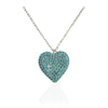 Silver Heart Necklace with Light Blue Pave CZ Center