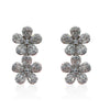 Double Hanging Flower Earrings With Baguette CZ Stones - Multiple Colors Available