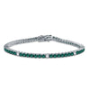 Silver Tennis Bracelet With Colored CZ Stones & White CZ Stone Intervals - Choose Your Color