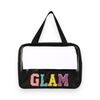 Ladies Clear See Thru Glam Theme Cosmetic Pouch Bag - Black