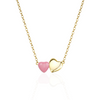 Gold Necklace with Pink Enamel Heart and Gold Shiny Heart