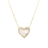 Large Mother of Pearl Heart with CZ Border Necklace