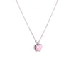 Double Hanging Pink Heart Enamel Necklace Silver Itsallagift