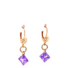 Hanging Double Square Colored Stone Double Earring Itsallagift