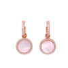 Hanging Mother of Pearl Circle with CZ Halo Earrings Rose Gold Itsallagift