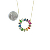 Sunburst Teardrop Necklace With Rainbow CZ Stones Itsallagift