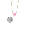 Pink Enamel Heart Necklace With CZ Stone Border Itsallagift