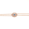 Italian Eye Bracelet With CZ Baguette Border And Turquoise Center Stone Rose Gold Itsallagift