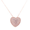 Large Pave Heart Necklace Rose GOld Itsallagift