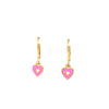 Lever Back Enamel Open Heart Earrings Hot Pink Itsallagift