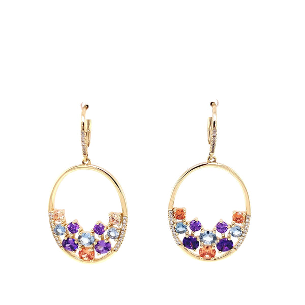 Multicolored Stone Open Oval Post Earrings Itsallagift