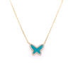 Small Butterfly Necklace With Turquoise Center And CZ Stone Border Itsallagift