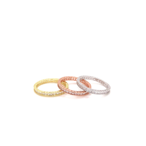 Tri Colored Triple Set Baguette Eternity Rings Itsallagift